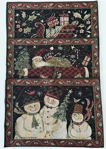 Susan Winget Weihnachten Gobelin Tischsets 6er Set Weihnachtsmann, Schneemänner, Schlittenszenen - Bild 1 von 18