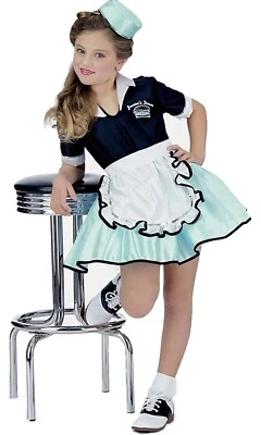 NWT 50s Girl Costume Kids Car Hop Waitress Halloween Fancy Dress Up- Size Large - Image 1 of 4