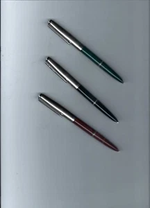 3 Hero Black, Green & Dark Red & Chrome Fountain Pens Med. Nib & Converter-New - Picture 1 of 7