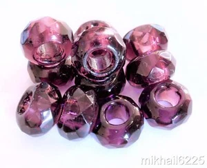 6(Six) 8x14mm Large Hole Rondelle Beads: Transparent Light Amethyst - Picture 1 of 1
