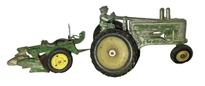 Toy Vintage 1950's John Deere Farm Tractor & Plow Attachment Ertl Farm Damage:) - Picture 1 of 9