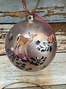 Christmas ornament Pink glass with deer, raccoon, Beaver (READ description) - Picture 1 of 9