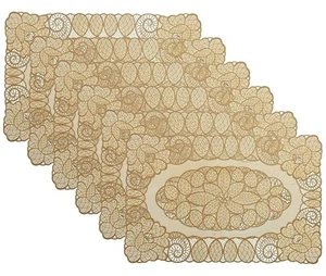 Floral Design Virgin Viny Soft Fabric Dining Table Placemat Set Creme - 6 Pcs - Picture 1 of 4