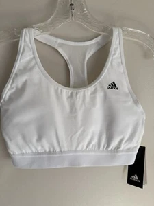 Reggiseno sportivo Adidas Basic bianco nuovo con etichette allenamento GU5252 $45 Halter Medium - Foto 1 di 5