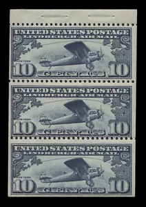 C10a — 10¢ Lindberg, 1927 Folleto Panel de 3, F-VF NH - Imagen 1 de 1