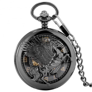 Vintage Mens Horse Design Mechanical Pocket Watch Hand Winding Fob Watch Gifts