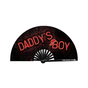 Daddy's Boy UV glow bamboo clack fan by FabulousMe® for parties and circuit - Picture 1 of 2