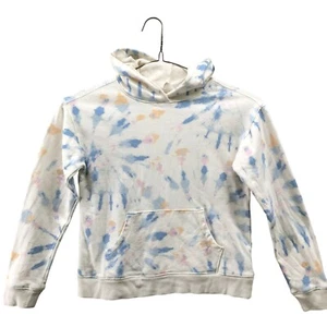 Crewcuts Tie Dye Hoodie Girls L 10-12 White Blue Cotton Pullover - Picture 1 of 8