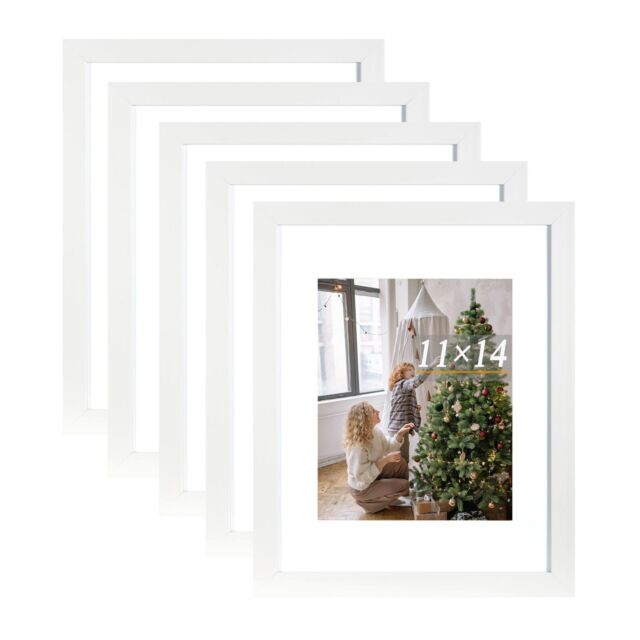 upsimples 16x24 Picture Frame Set of 5, Display Pictures 14x20 with Mat or  16x24 Without Mat, Wall Gallery Photo Frames, Black