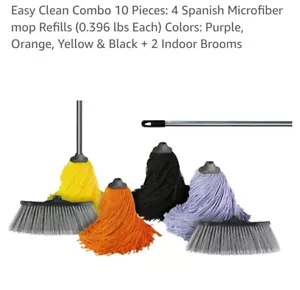 Easy Clean Combo 10 Pieces Set (4) Microfiber Mop Heads, (2)Brooms & (4) Handles - Picture 1 of 3