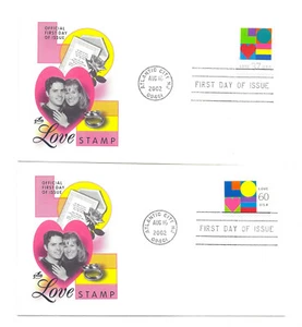 3657-58 37c y 60c Love Artcraft 2 FDC (MC) - Imagen 1 de 1