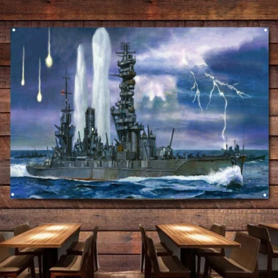 IJN Battleship Fuso 1944 Poster Hanging Flag Warship Wall Art Banner Room Decor - Image 1 of 4