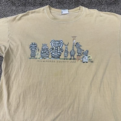 Vintage Milwaukee County Zoo Zebra Graphic Tee Men's XXL Tourist Souvenir Shirt - Image 1 of 4