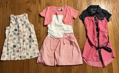 Niñas 3 piezas Crazy 8 XOXO Niñas Ellemenna Vestido Tanque Túnica Corazones Lunares Botones Foto 1 de 4