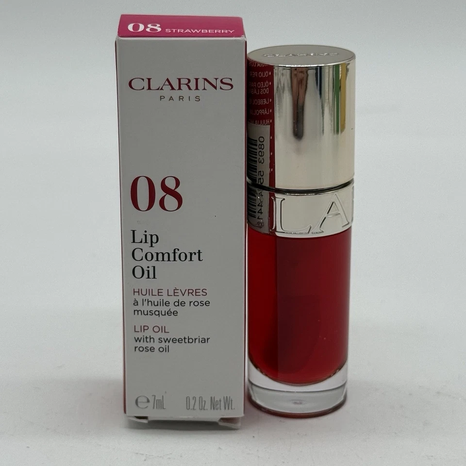 Clarins Lip Comfort Oil 08 Fresa Sweetbriar Aceite de Rosa Bálsamo Labial Rojo 7 ml Foto 1 de 4