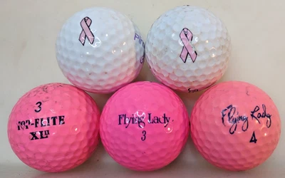 Lote de 5 pelotas de golf rosa y cáncer de mama para mujer usadas Foto 1 de 4