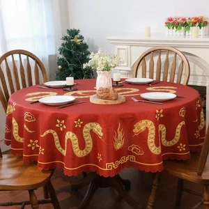 Chinese New Year Tablecloth 70 × 70 Inch Round, 2025 70&quot; (Round), Red  - Picture 1 of 6