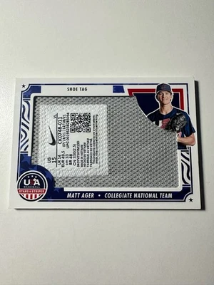 2024 Panini USA Stars & Stripes Matt Ager Jumbo Shoe Laundry Tag Patch /2 Nike - Image 1 of 2