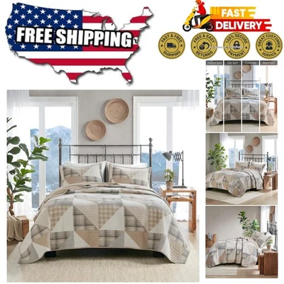 Woolrich Olsen 超大 King/Cal King 双面被子套装 - 舒适几何棕褐色 — 第 1/4 张图片