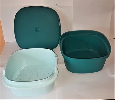 Tupperware Sieb Servierer mit Siebeinsatz Küchen Chef C37 Mint/Türkis NEU&OVP - Bild 1 von 3