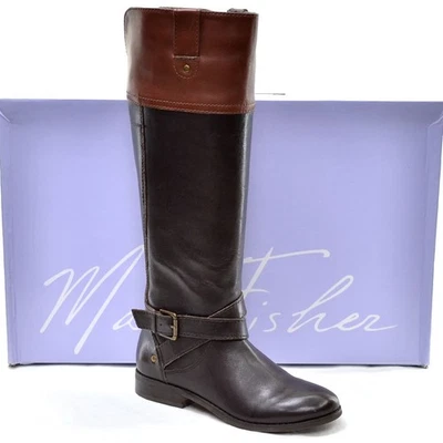 Ladies Marc Fisher Amber Knee Boots 5.5 M Brown Leather Riding Shoes New in Box - Image 1 of 3