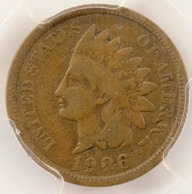 Centavo indio Flippover 1906 1 c doble golpe en el cuello graduación profesional en muy buena condición 10 Foto 1 de 4