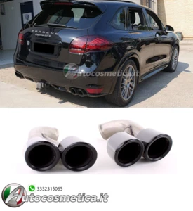 COPPIA TERMINALI DI SCARICO PORSCHE CAYENNE 2010-2014 ACCIAIO NERO - Imagen 1 de 10