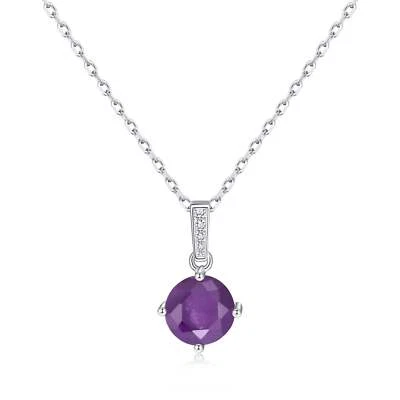 Colar de prata esterlina com pedras preciosas de ametista - Imagem 1 de 4