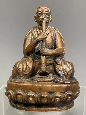 Tibet Tibetan Copper Figure of A Buddhist Monk Playing Horn ca. 18-19th century - Image 1 of 4