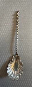Antique Whiting Sterling Silver Sugar Shell Twist Pattern Handle Fluted Spoon 6" - Picture 1 of 9