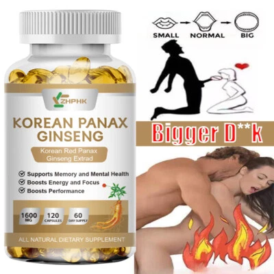 ZHPHK 120 Capsule Coreano Rosso Panax Ginseng 1600mg Energia Libido Booster Testosterone
