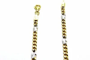 Collana in Oro Giallo e Bianco 18KT 750 Catena Maglia Figaro Uomo Bicolore - Imagen 1 de 8