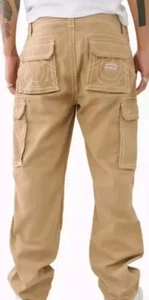 Mens True Religion Baggy Cargo Pants Travertine Tan Size 38x32 Wide Leg Y2K Sk8 - Picture 1 of 2