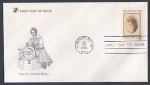 USA 1981 2 FIRST DAY COVERS ENDA ST VINCENT MILLAY AMERICAN POET + CACHET - Picture 1 of 2