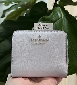 NUEVA Cartera Kate Spade Staci Pequeña con Cremallera Alrededor Cuero Azul Zafiro Claro - Imagen 1 de 11