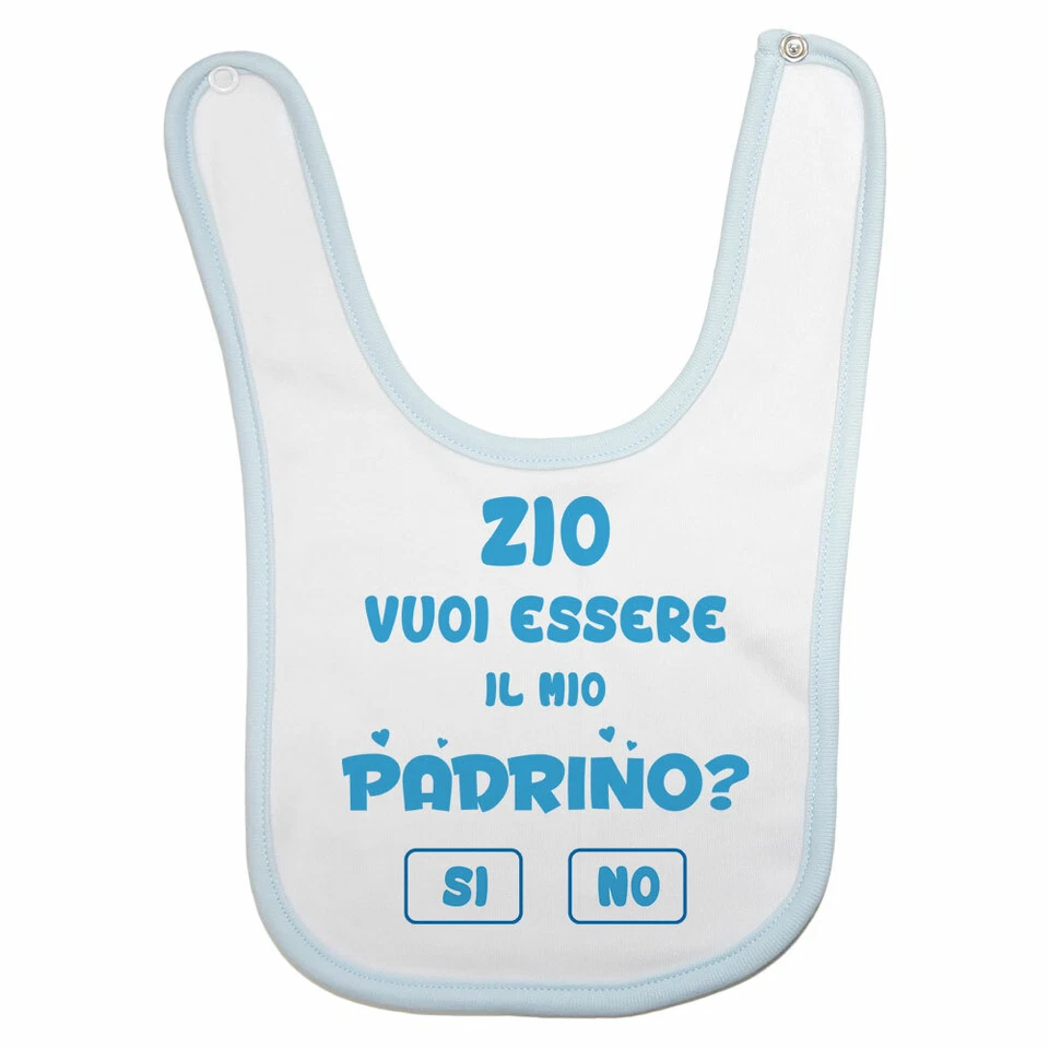 Bavaglino neonato personalizzabile con nome zio vuoi essere il mio padrino? - Immagine 1 di 1