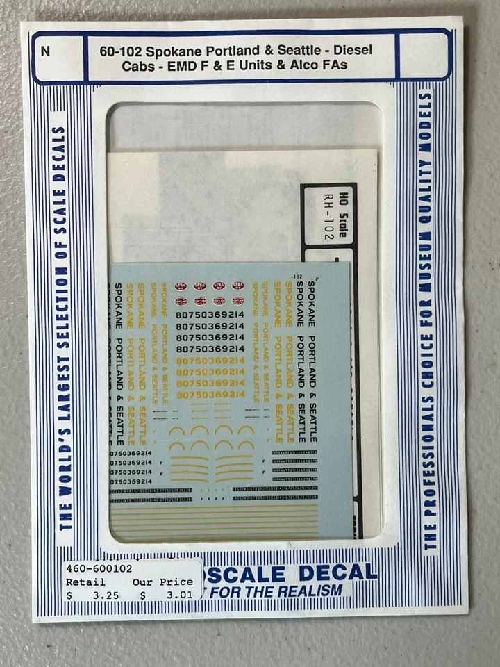 Cabinas diésel SP&S escala N microescala-unidades de investigación y desarrollo EMD y calcomanías Alco FA's #60-102 Foto 1 de 1