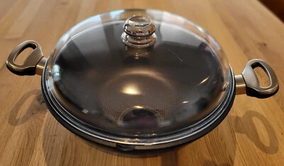 BAF Wok HANDGUSS Germany Aluminiumguss beschichtet Griffe Neu PYREX Glas Deckel - Bild 1 von 4