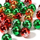 10 X Christmas Mixed Beads, Random Mixed Colour, Round 16mm Metallic Loose,10pcs