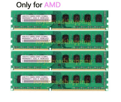 For AMD 16GB 4X 4GB 4G PC3-10600 DDR3 1333MHz 240pin DIMM Desktop RAM Memory #HP - Image 1 of 4
