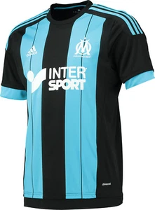 OLYMPIQUE de MARSEILLE 2015/16 AWAY (XL,L) BLAU SCHWARZ ADIDAS SH/SLV FUSSBALLTRIKOT - Bild 1 von 8