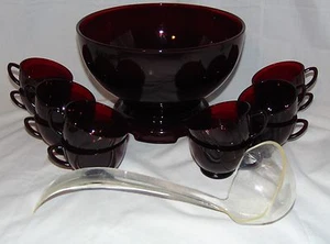 Hocking ROYAL RUBY RED *15 pc PUNCH BOWL SET* - Picture 1 of 1