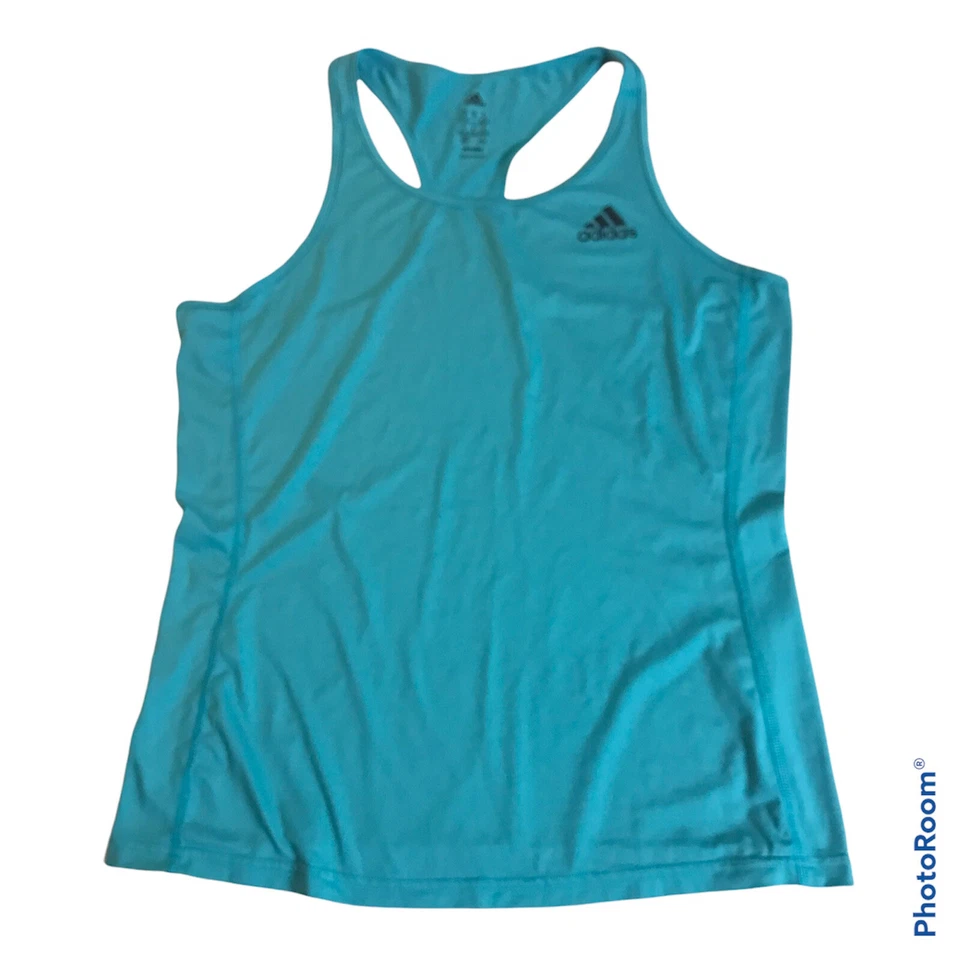 Camiseta Adidas Climalite Feminina Média Racerback Yoga Tênis Regata Turquesa Leve - Imagem 1 de 4