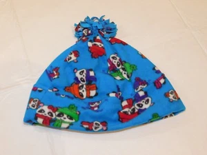 Claire's Adult Beanie Hat Cap One Size flanel blue skiing panda NWT - Picture 1 of 4