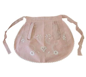 Delantal de Bolsillo Portugal Vintage Rosa Pastel Bordado Floral - Imagen 1 de 6