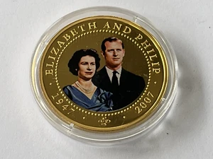 2007 Westminster Coin Elizabeth & Philip Cook Islands 1 Dollar Coin BU - Imagen 1 de 3
