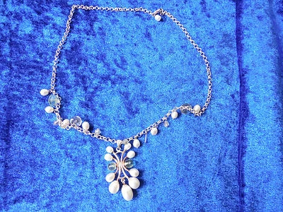 Bella Collana, Collier, 925 Argento Con Perle E Pietre - Immagine 1 di 4