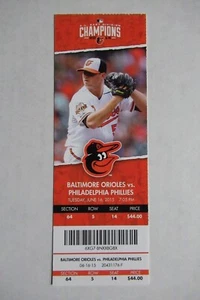 ORIOLES VS PHILLIES 6/16/2015 FULL TICKET ~ MACHADO/PARMELEE (2 HRs EACH) - Picture 1 of 1