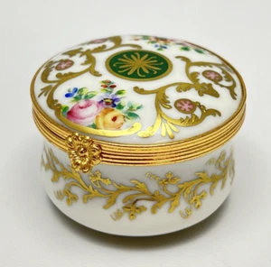 Caja redonda de baratijas de porcelana pintada a mano Le Tallec a Paris Francia - Imagen 1 de 10