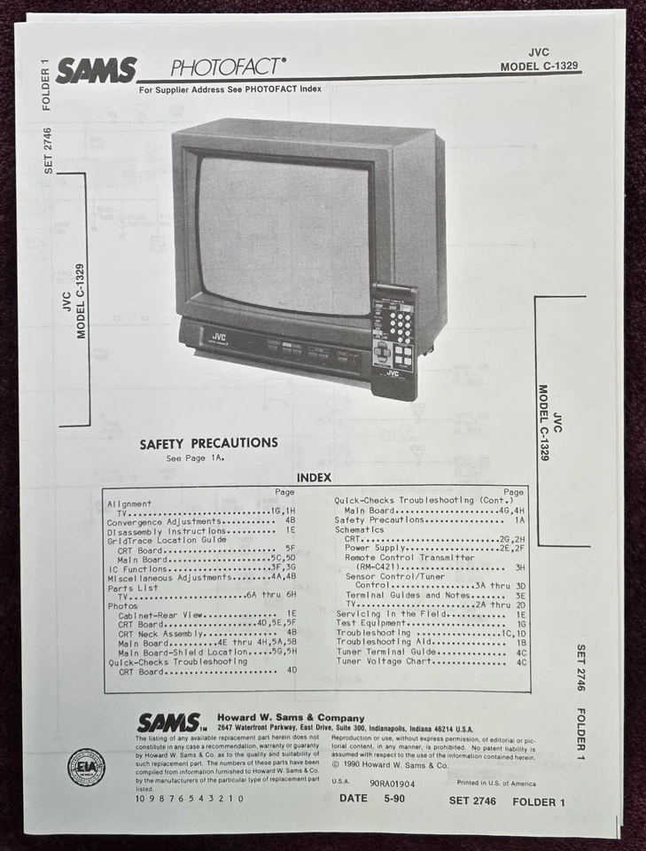 Sams Photofact 2746-1 Service Manual for JVC C-1329 - Image 1 of 1